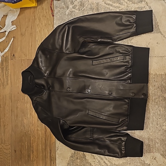 EMPORIO Armani black butter soft leather bomber jacket  M - Picture 2 of 16